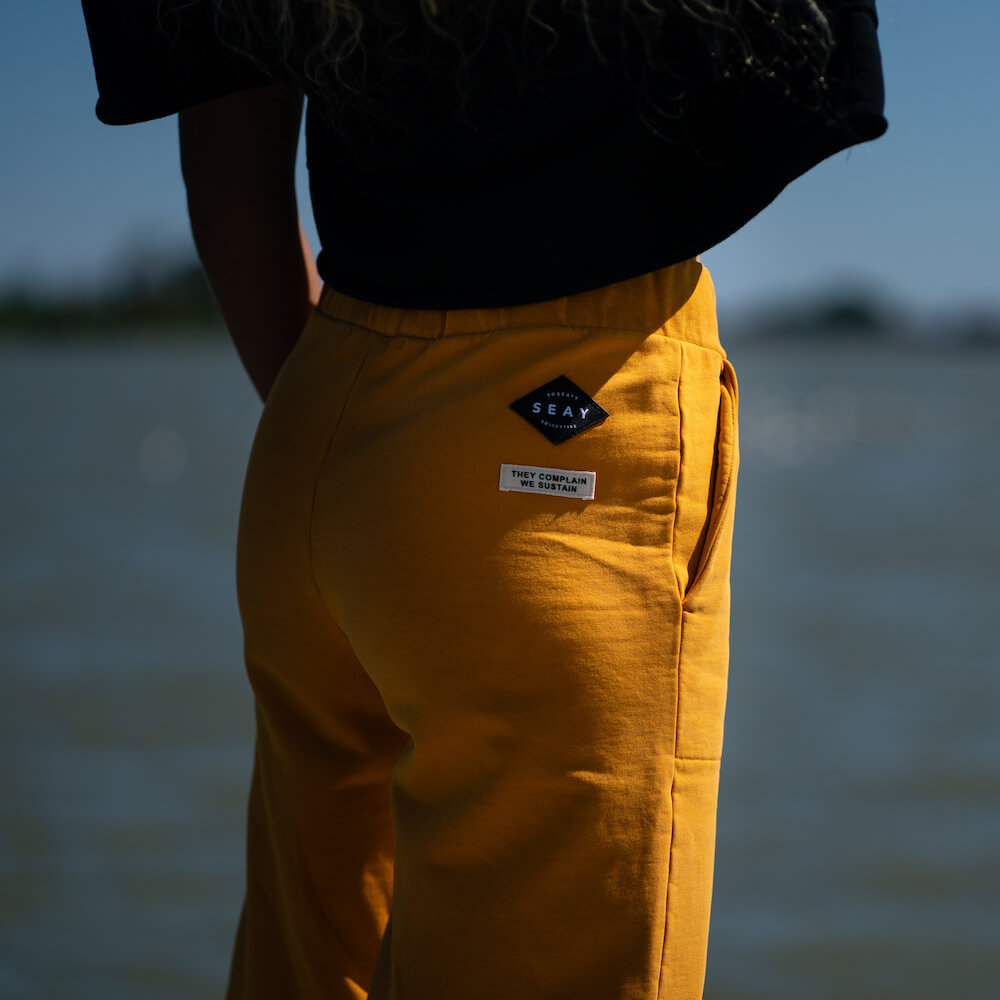 Seay / Pantalone Lungo Cargo in Felpa Ocra Lizard Italia