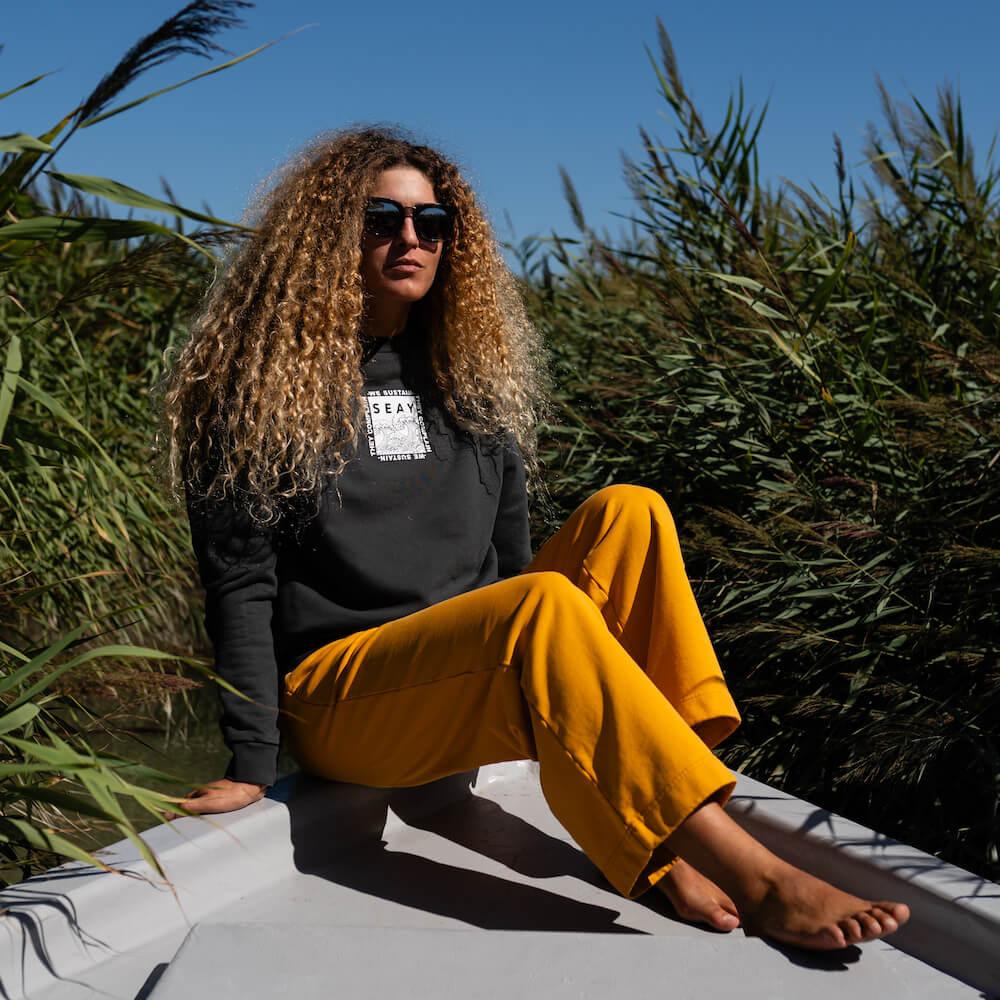 Seay / Pantalone Lungo Cargo in Felpa Ocra Lizard Italia