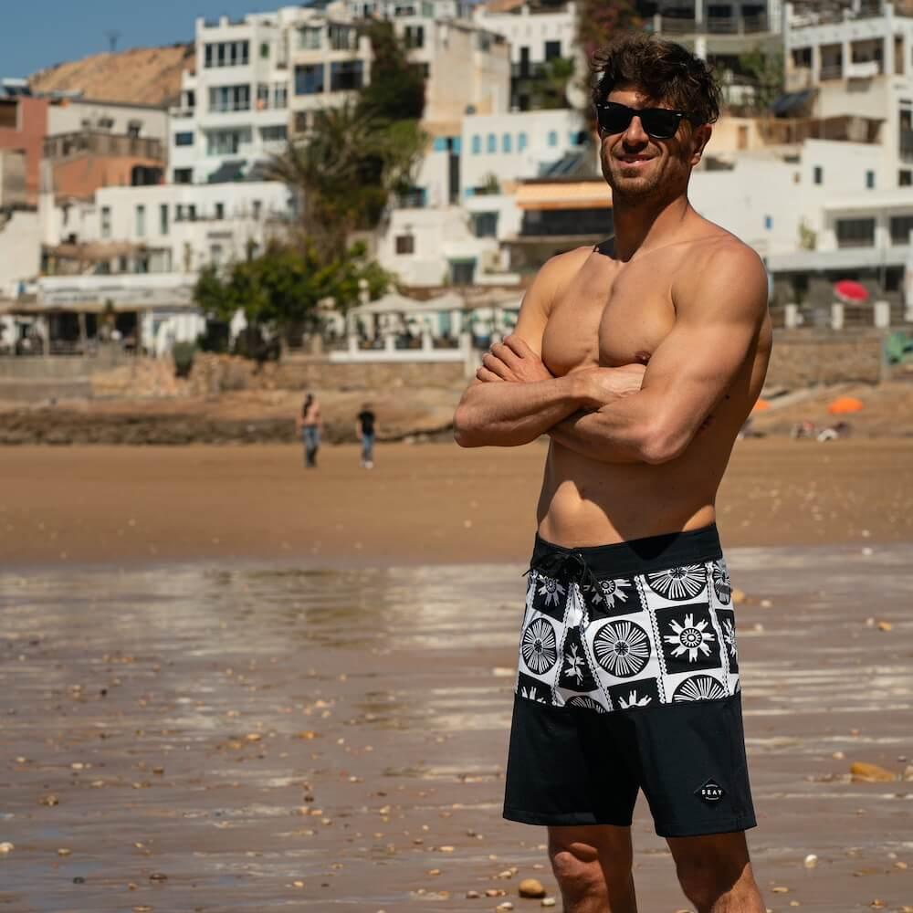 Seay / Boardshort Bianco Nero Symbols Consegna Veloce