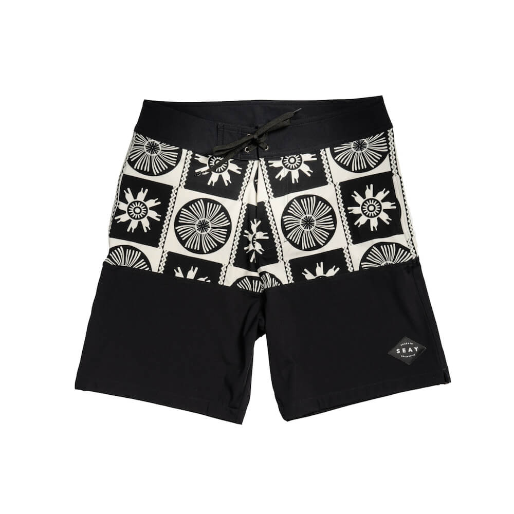 Seay / Boardshort Bianco Nero Symbols Consegna Veloce