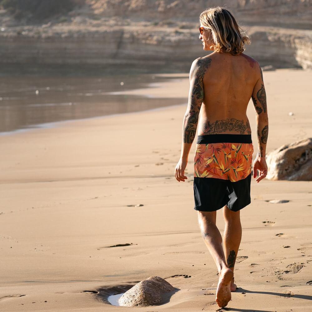 Seay / Boardshort Nero Arancione Bird of Paradise Promozione Limitata