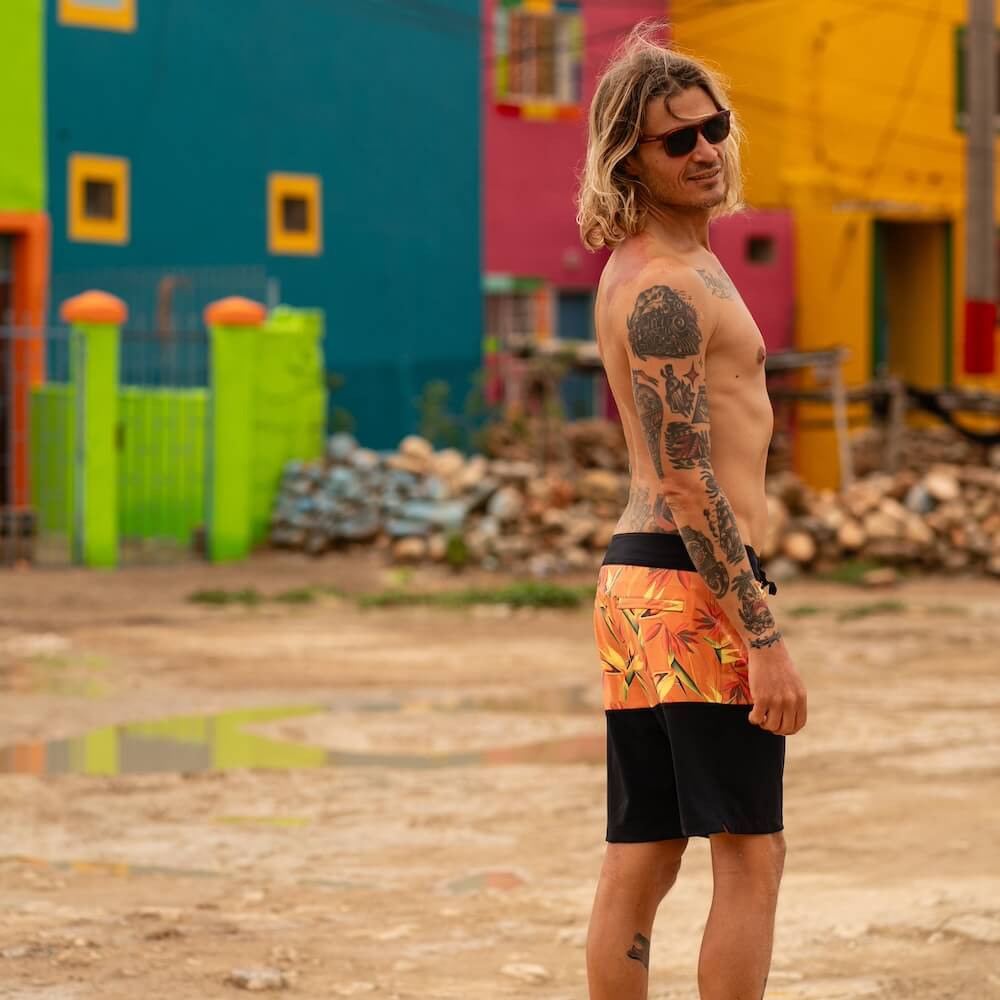 Seay / Boardshort Nero Arancione Bird of Paradise Promozione Limitata