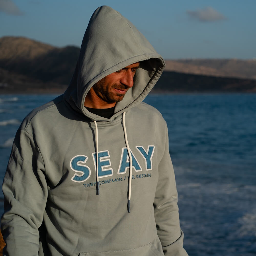 Seay / Felpa con Cappuccio Grigia Bamboo Vendita Calda