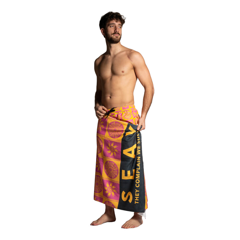 Seay / Telo Mare Rosa Giallo Symbols Moda