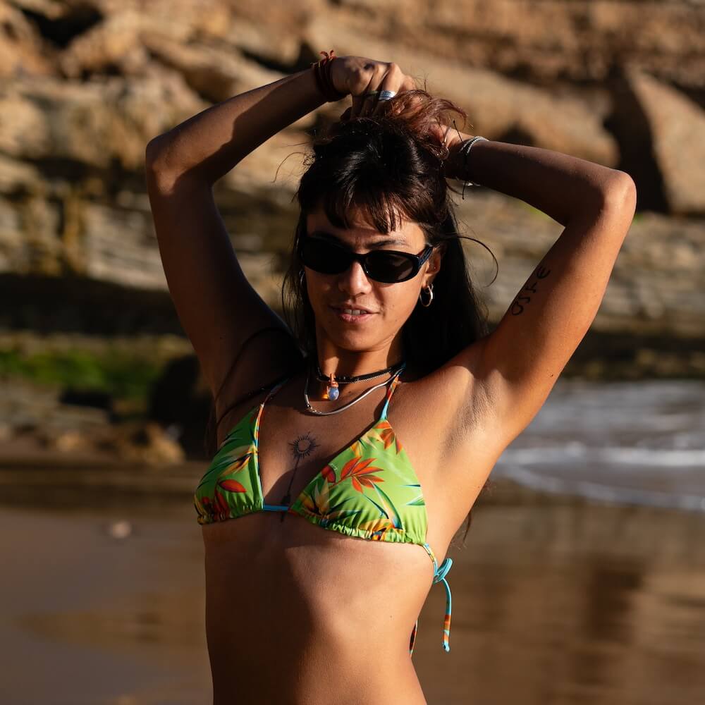 Seay / Triangolo Bikini Reversibile Azzurro Verde Bird of Paradise In Linea