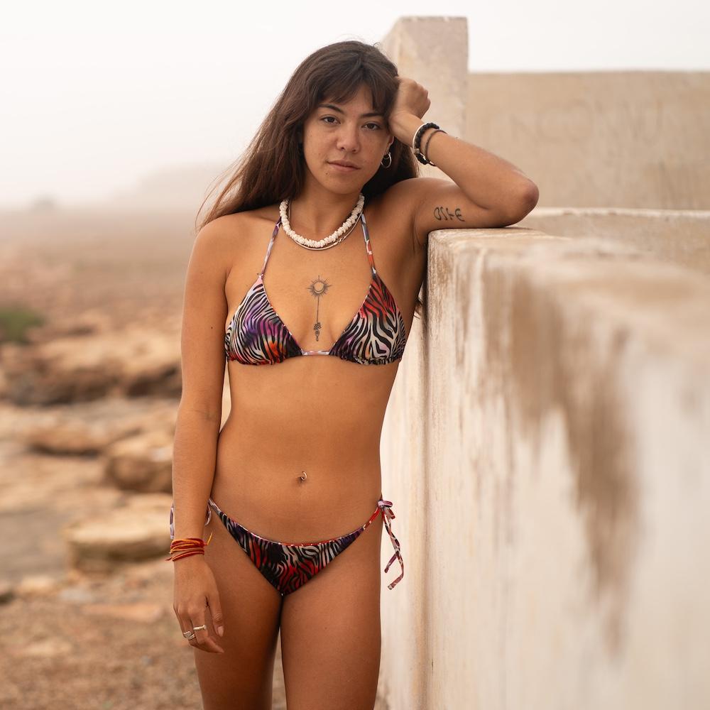 Seay / Triangolo Bikini Reversibile Nero Zebra & Giraffa Nuovo