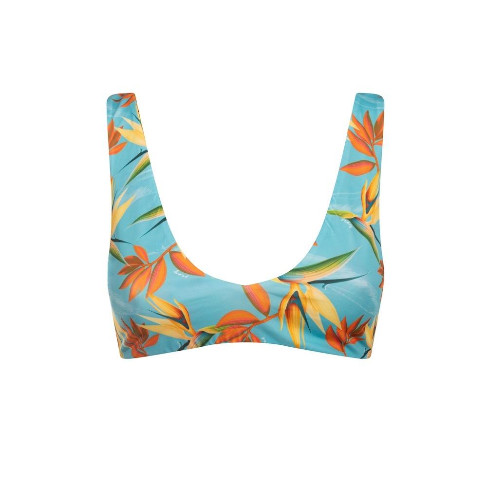 Seay / Bralette Bikini Reversibile Azzurro Verde Bird of Paradise Qualità