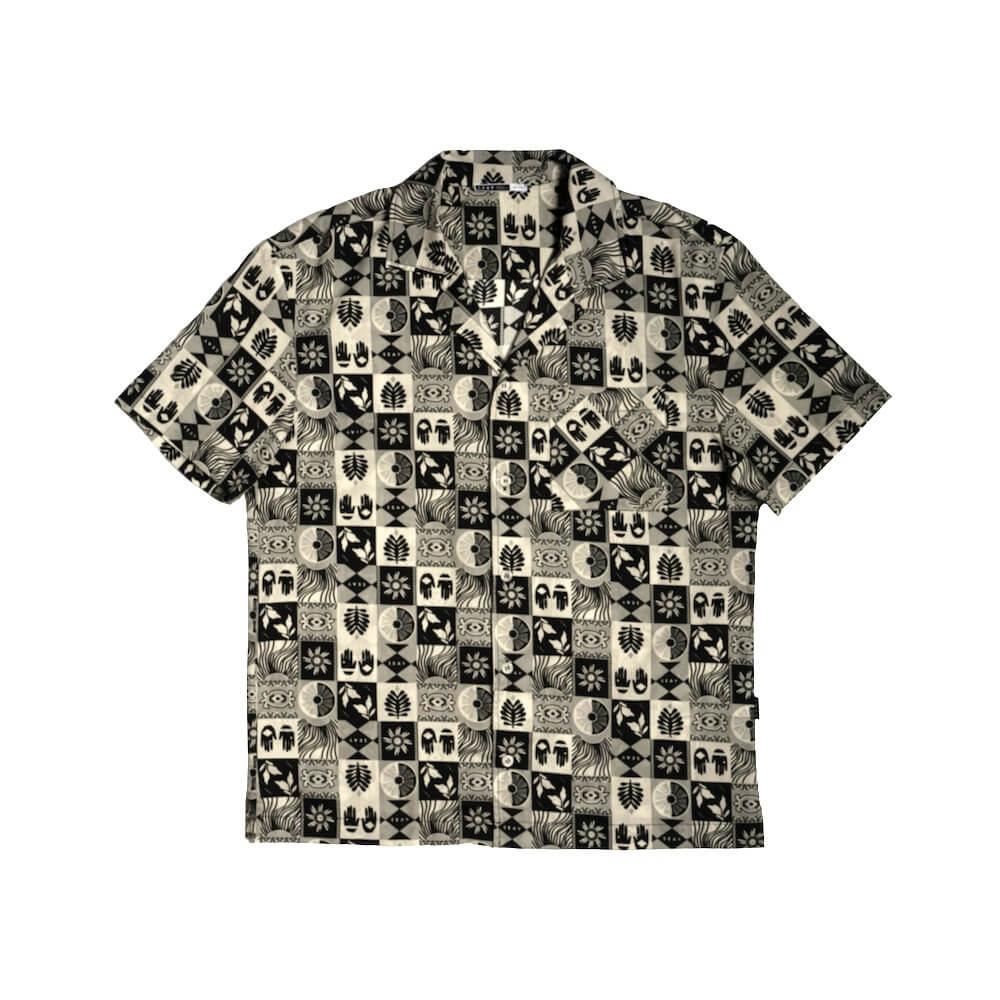 Seay / Camicia Hawaiana Grigia Nera Symbols Convenienza