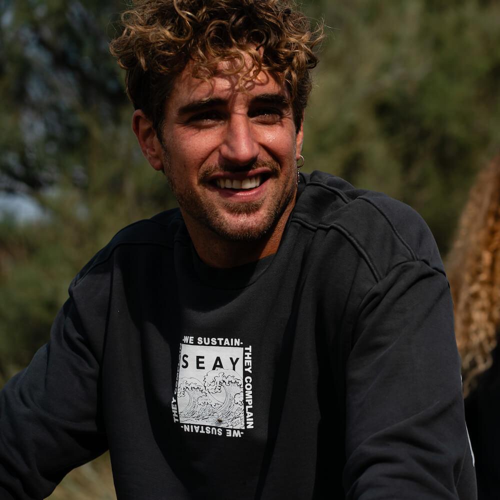 Seay / Felpa Girocollo Nera Pahoa Nuova