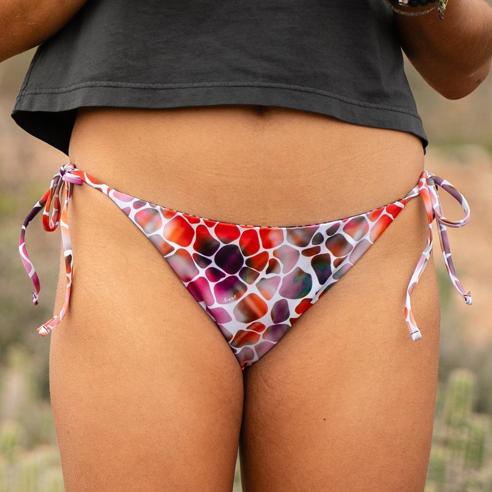 Seay / Slip Bikini Reversibile con Laccetti Nero Zebra & Giraffe Promozione