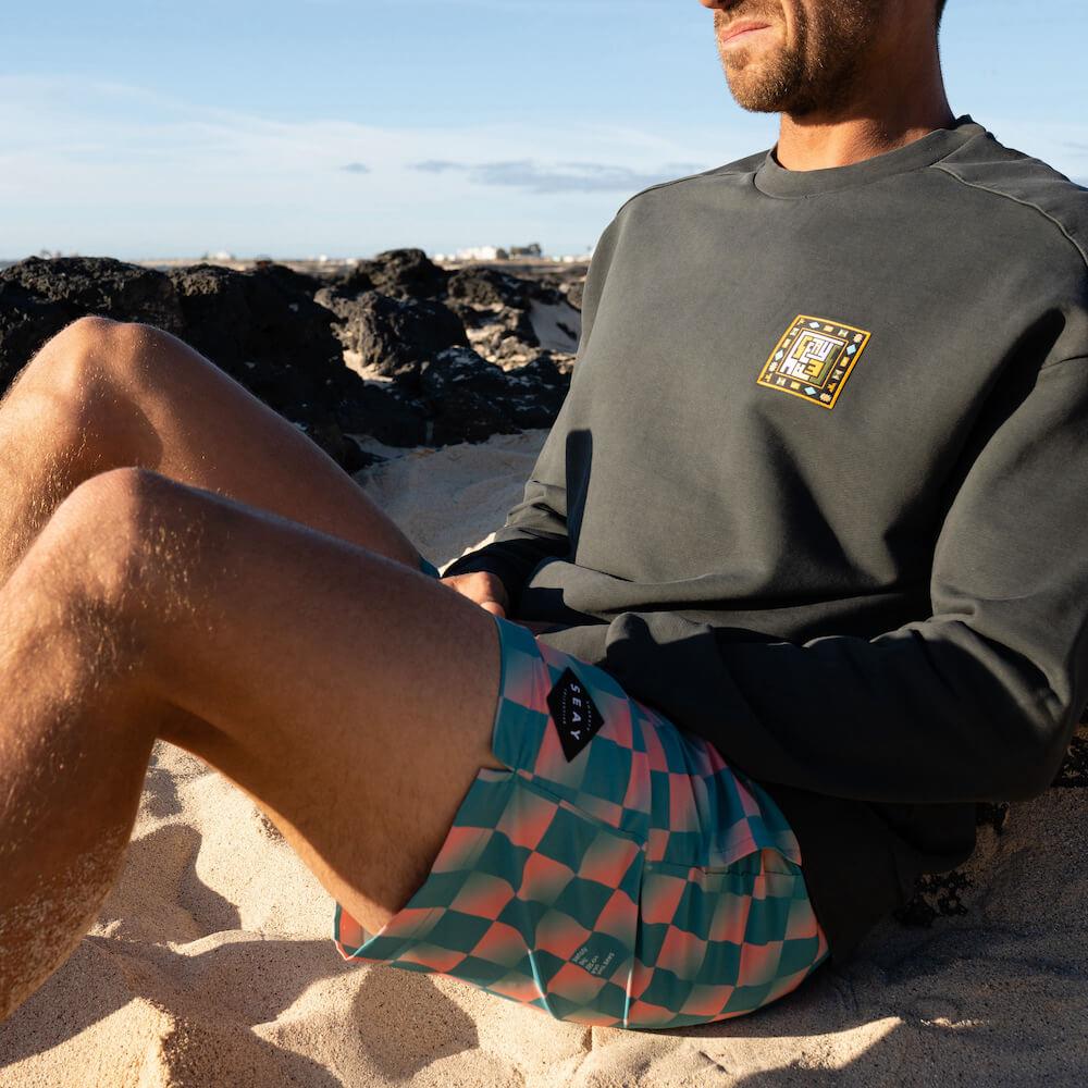 Seay / Swim Boxer Medio Quadri Verde Rosa Akau Vendita Economica