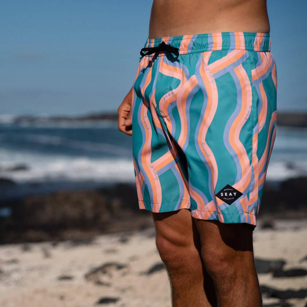 Seay / Swim Boxer Medio Verde Onde Akau Saldi Di Fabbrica