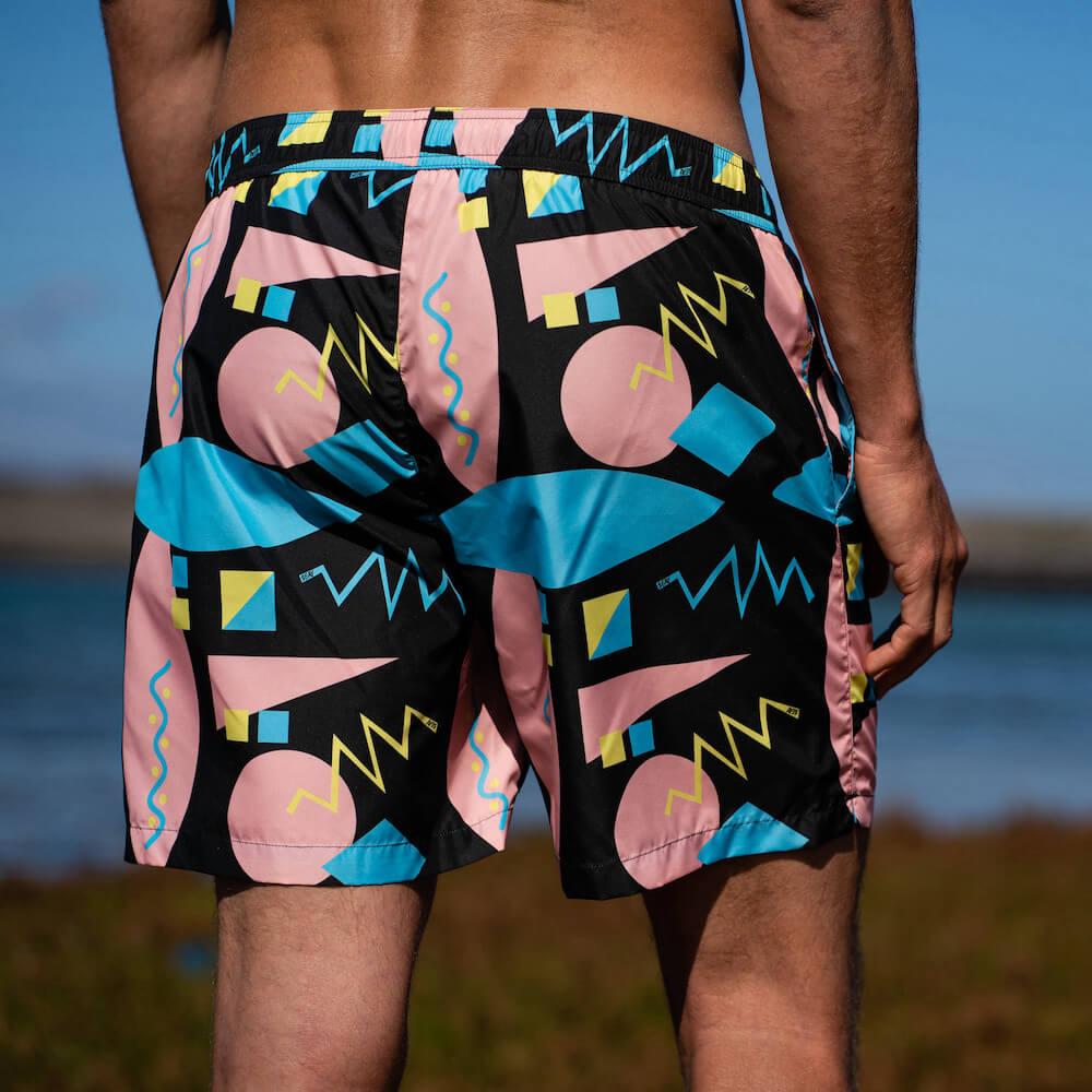 Seay / Swim Boxer Medio Nero Stampa Macro 80s 2025
