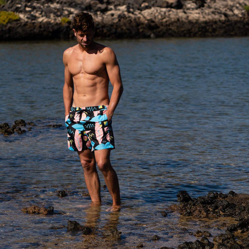 Seay / Swim Boxer Medio Nero Stampa Macro 80s 2025