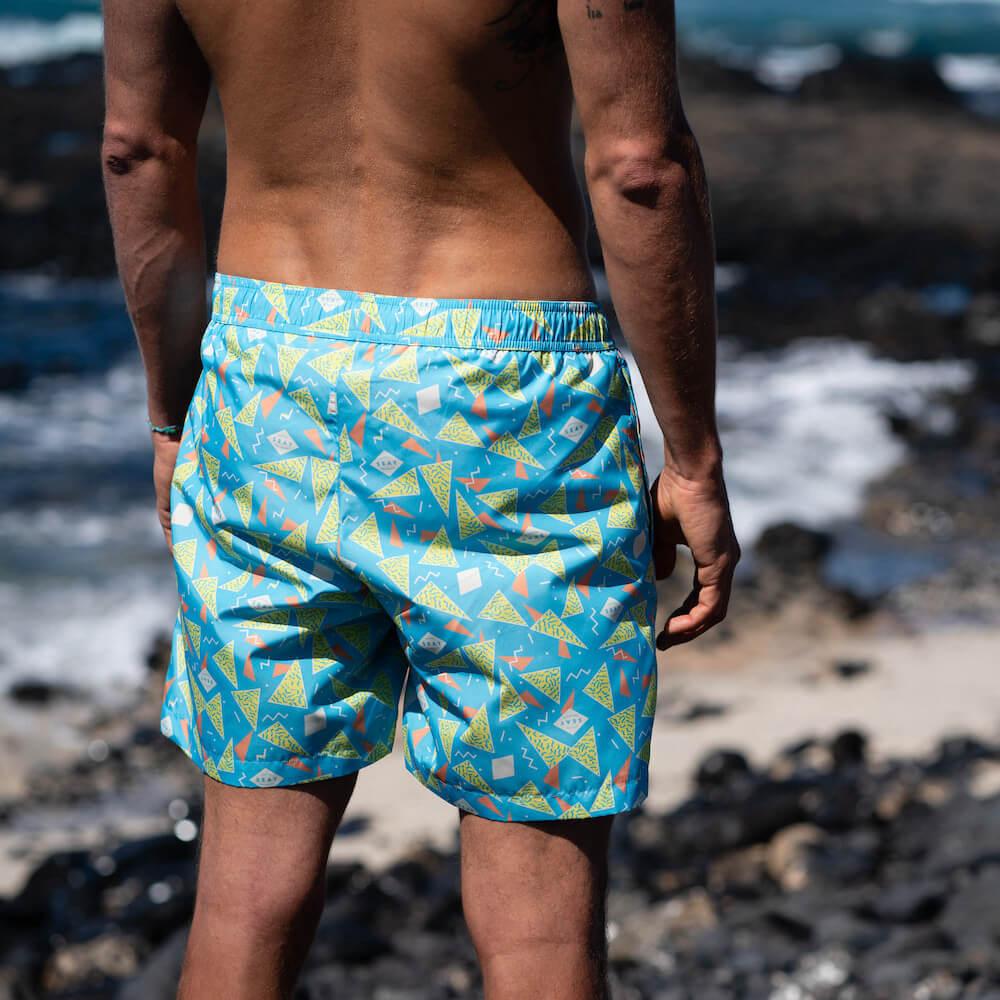 Seay / Swim Boxer Medio Azzurro Stampa 80s In Linea
