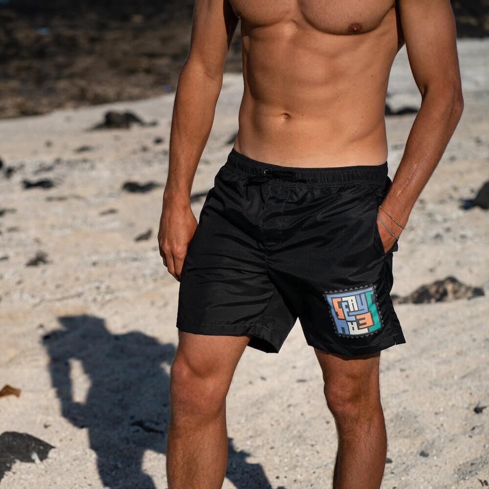 Seay / Swim Boxer Medio Nero Akaup Qualità