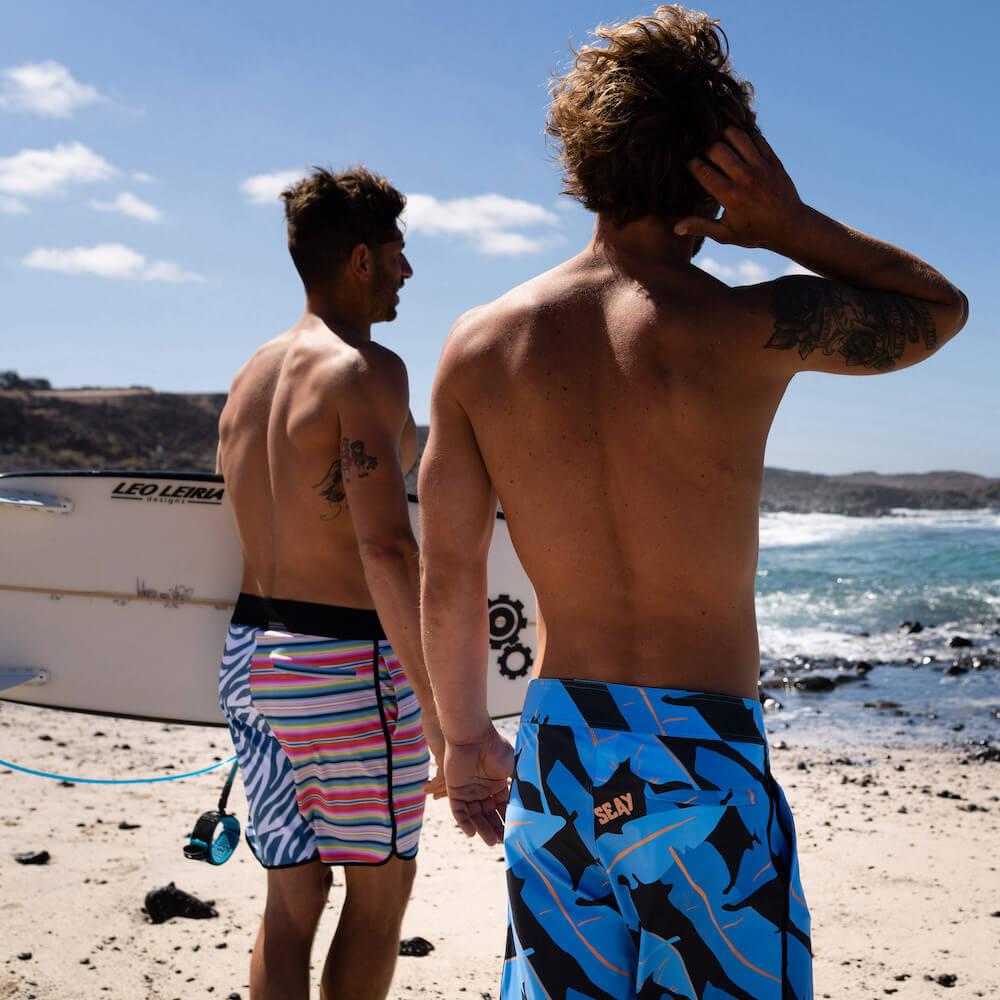 Seay / Boardshort Nero Blu Foglie Banano Alapai Promozione