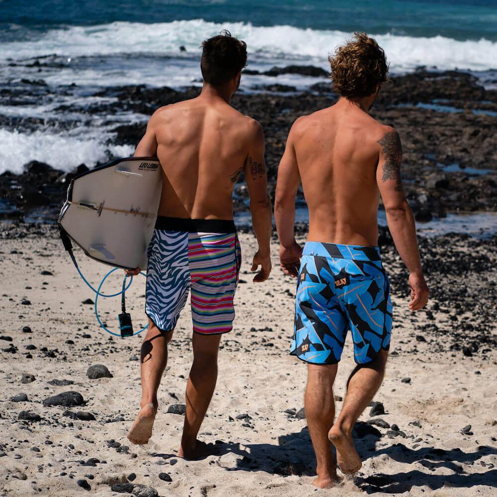 Seay / Boardshort Nero Blu Foglie Banano Alapai Promozione