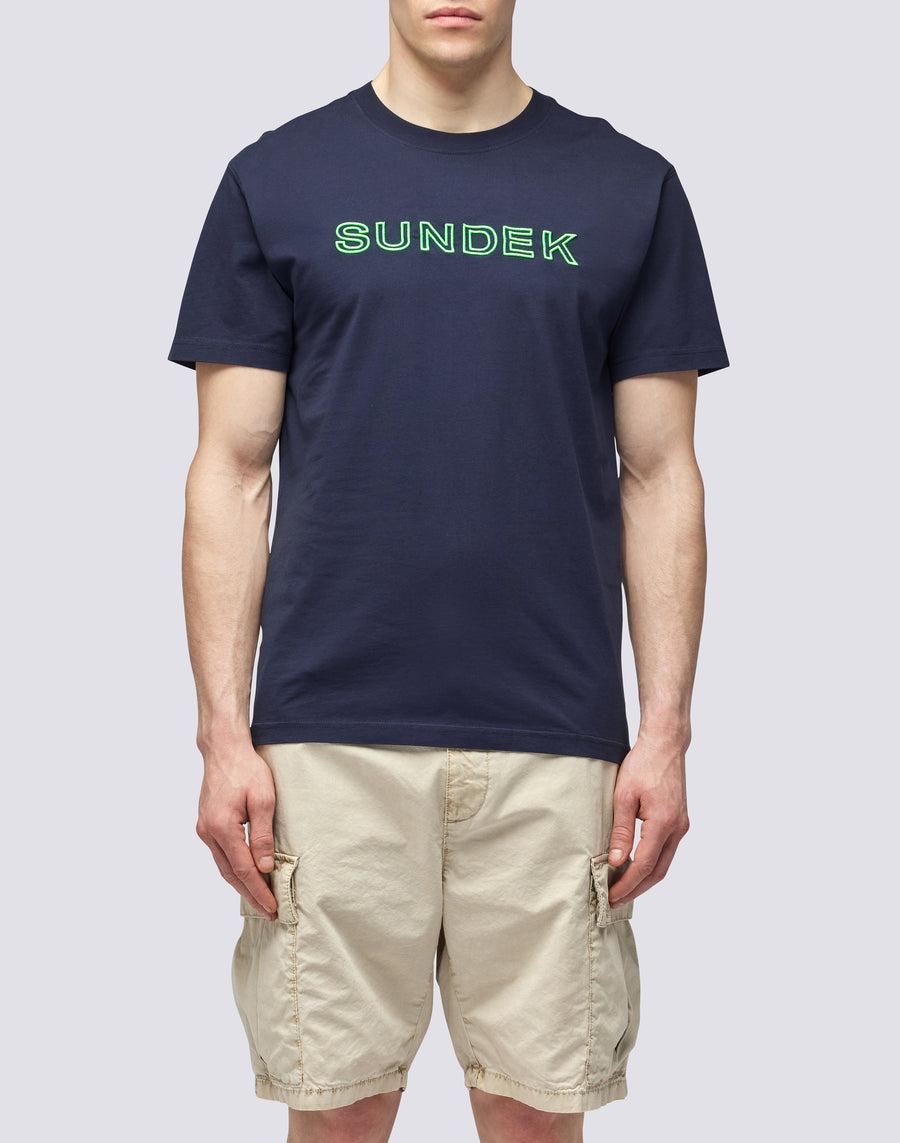Sundek T-SHIRT LOGO RICAMO m610tej7800-00701 Vendita Calda