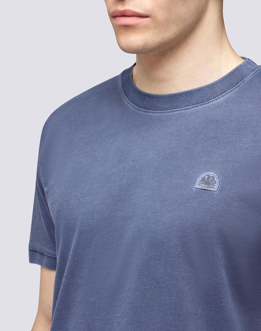 Sundek T-SHIRT NEW DEY GIROCOLLO TINTO CAPO CON LOGO m108tej78tc-00701