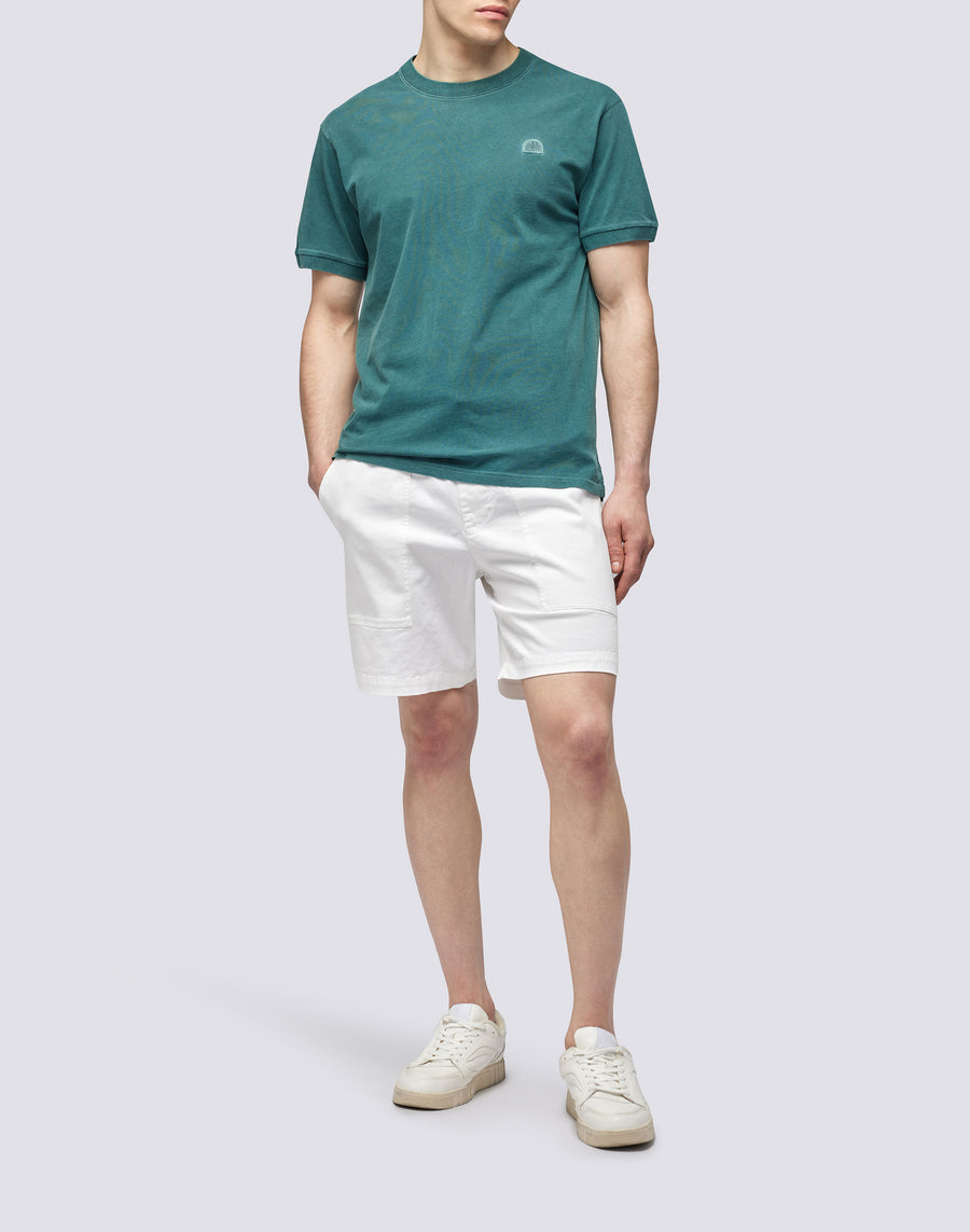 Sundek T-SHIRT NEW DEY GIROCOLLO TINTO CAPO CON LOGO m108tej78tc-86301 In Linea