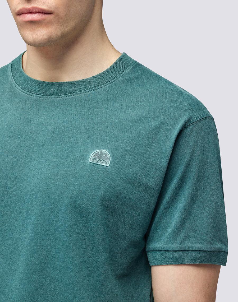 Sundek T-SHIRT NEW DEY GIROCOLLO TINTO CAPO CON LOGO m108tej78tc-86301 In Linea