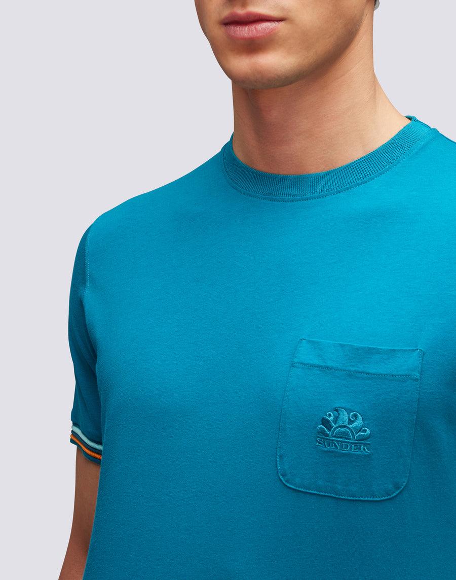 Sundek T-SHIRT FINN GIROCOLLO CON TASCHINO m775tej7800-01203 Spedizione Gratuita