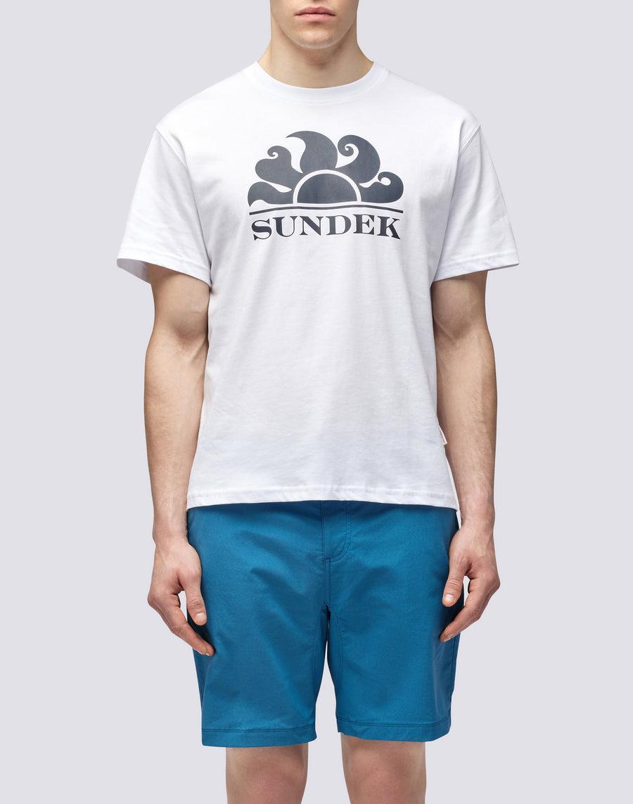 Sundek T-SHIRT GIROCOLLO CON STAMPA LOGO m021tej7800-00607 Consegna Veloce