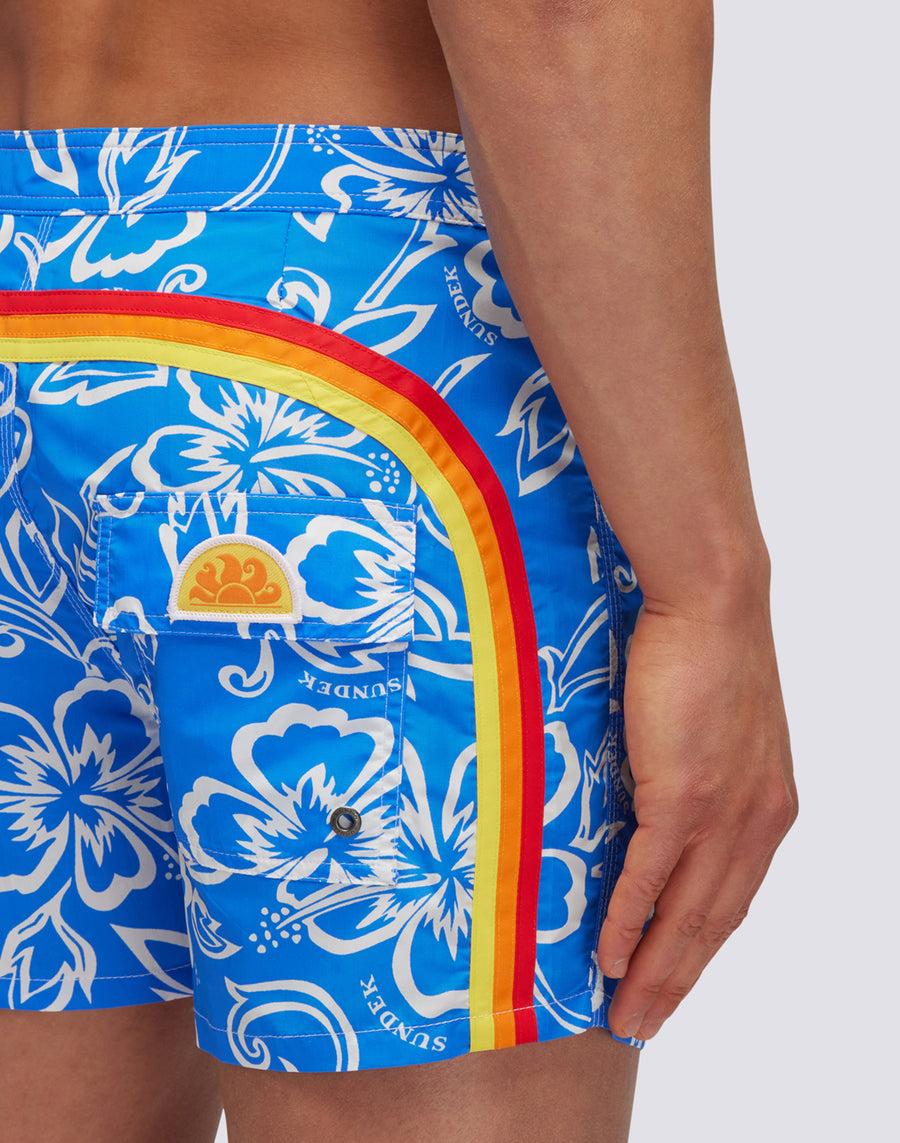 Sundek COSTUME DA BAGNO CORTO VITA FISSA ICONIC TAFFETA CON STAMPA VINTAGE m501bdta1ia-616ia Shopping Online