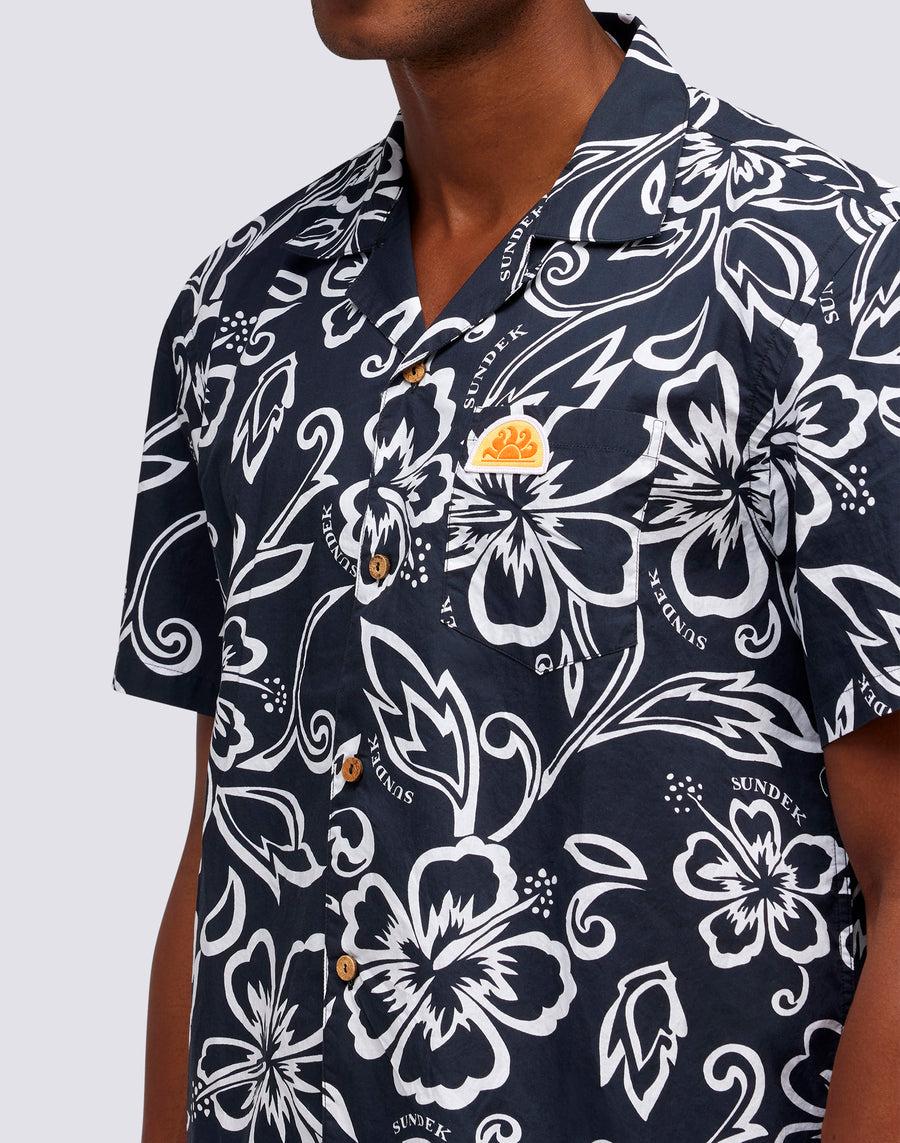 Sundek CAMICIA CON STAMPA HIBISCUS VINTAGE m817shmu1ia-661ia Affare Del Giorno