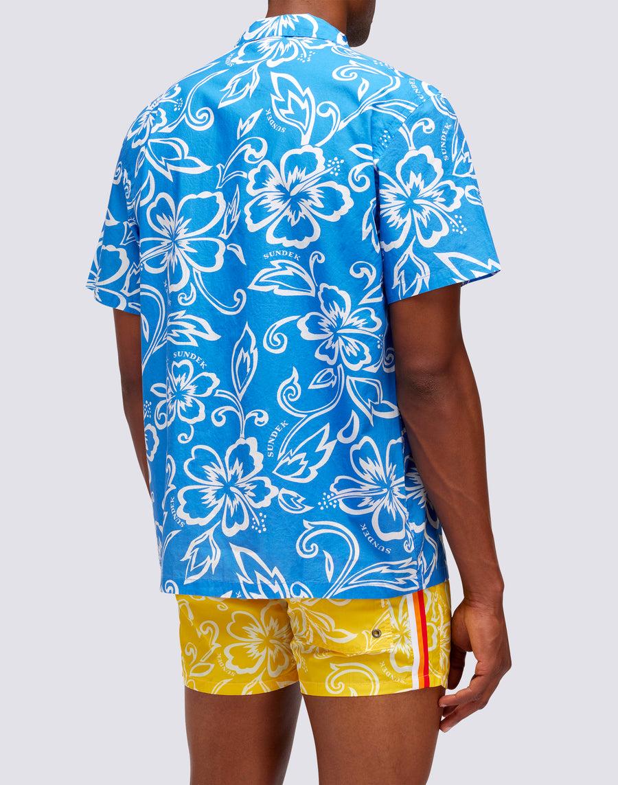 Sundek CAMICIA CON STAMPA HIBISCUS VINTAGE m817shmu1ia-616ia Trasporto libero internazionale