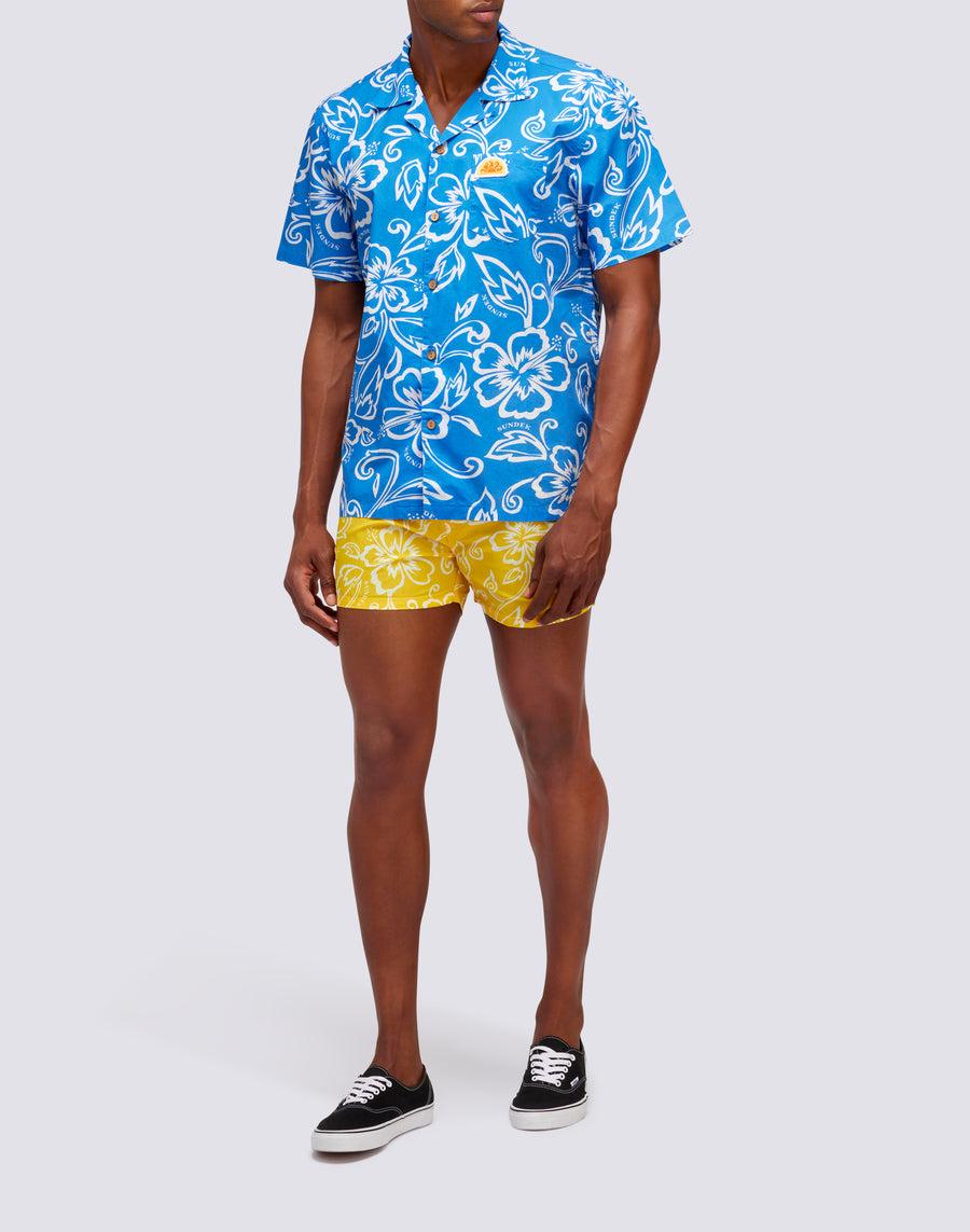 Sundek CAMICIA CON STAMPA HIBISCUS VINTAGE m817shmu1ia-616ia Trasporto libero internazionale