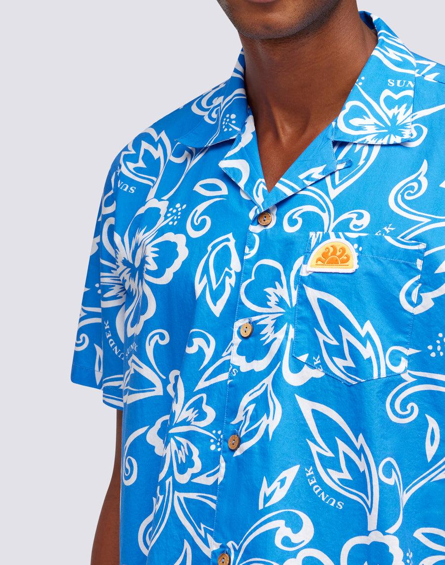 Sundek CAMICIA CON STAMPA HIBISCUS VINTAGE m817shmu1ia-616ia Trasporto libero internazionale