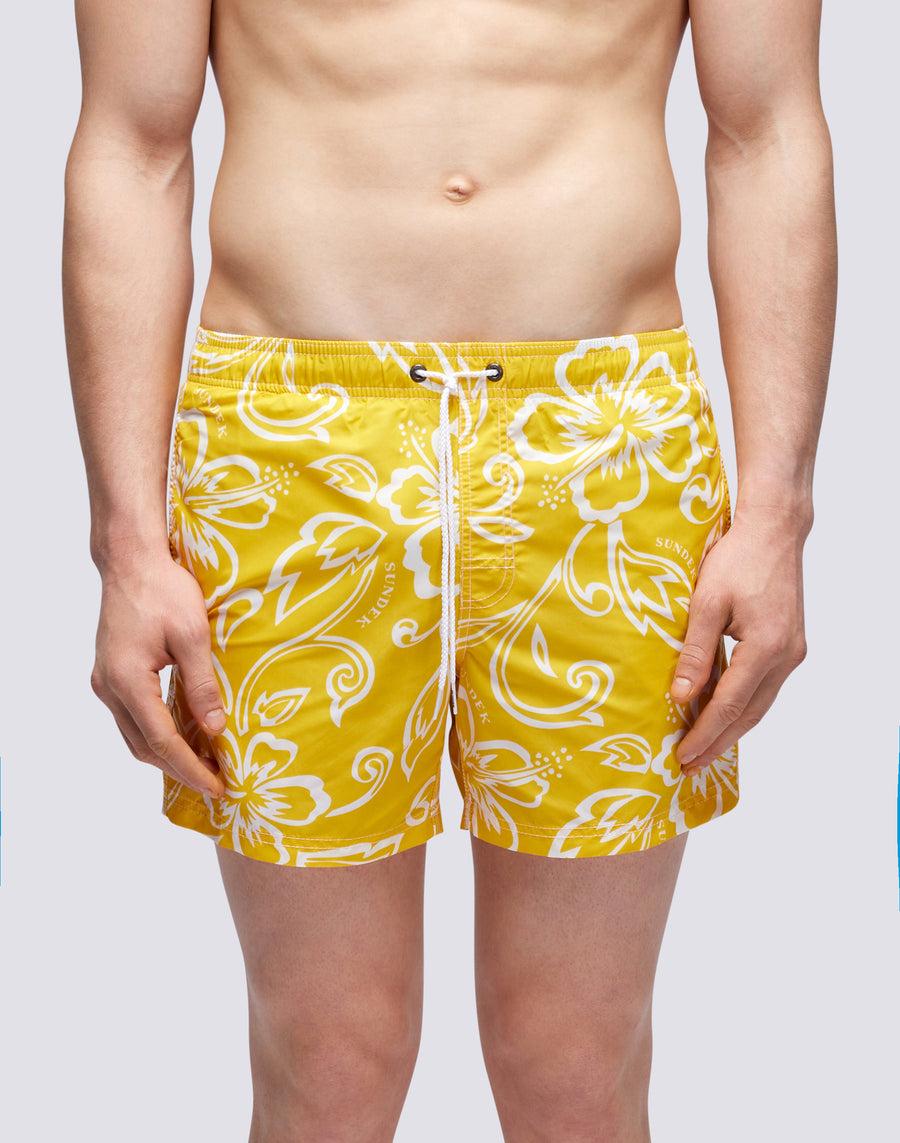 Sundek COSTUME A PANTALONCINO CORTO VITA ELASTICATA STAMPA ARCHIVE HIBISCUS m504bdta1ia-a29ia Black Friday Prezzi