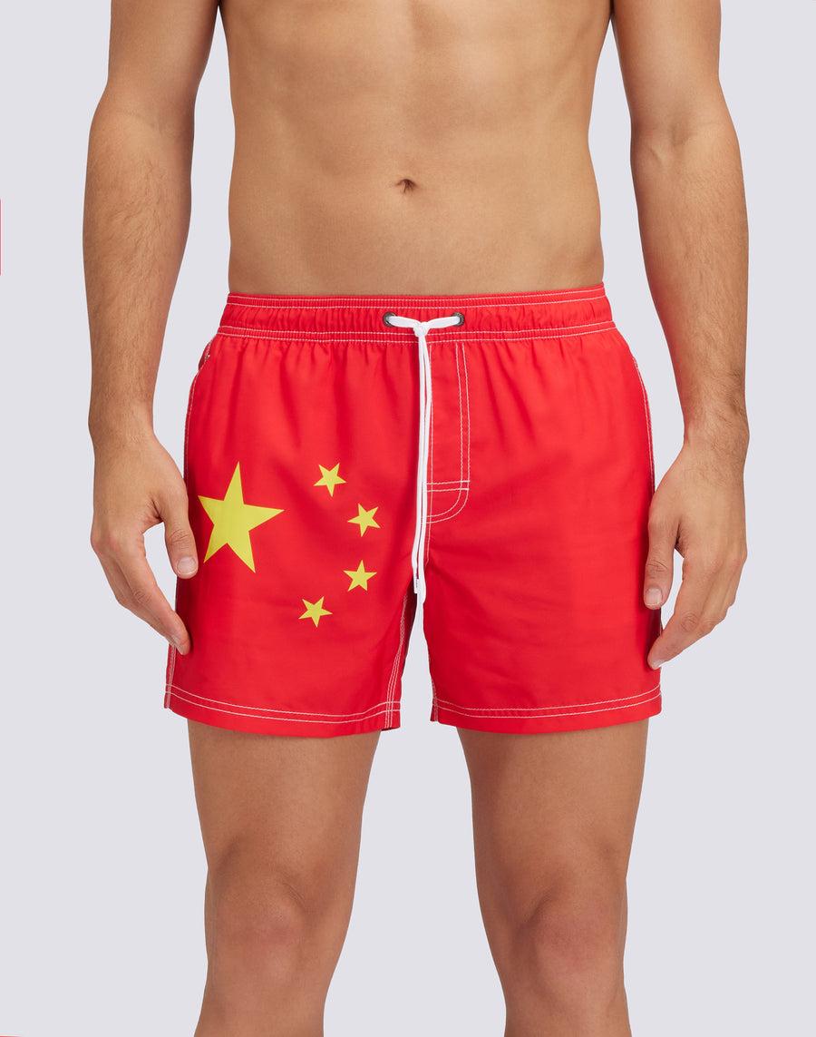 Sundek COSTUME DA BAGNO CORTO VITA ELASTICATA POLIESTERE RICICLATO REPREVE® BANDIERA CINA M504BDRT3FG425FG Flash Sale