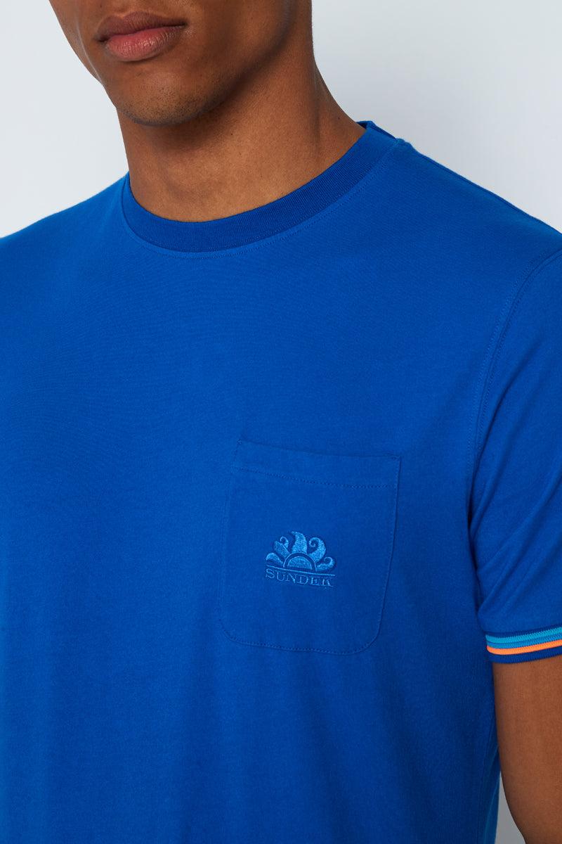 Sundek t-shirt finn girocollo con taschino M775TEJ7800-67502 Vendita Economica