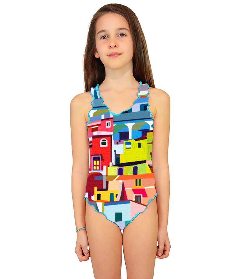 Zeybra COSTUME INTERO BAMBINA AMALFI GIALLO Italy
