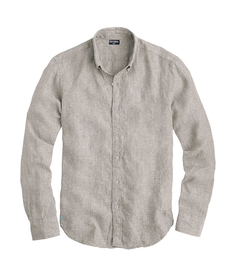 Zeybra CAMICIA UOMO LINO SABBIA Pezzi Unici