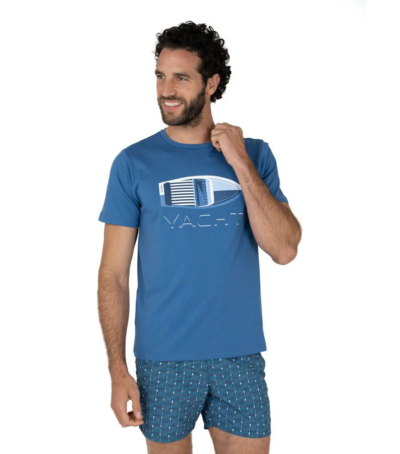 Zeybra T-SHIRT UOMO 100% COTONE SUPIMA INDIGO Rilascio limitato
