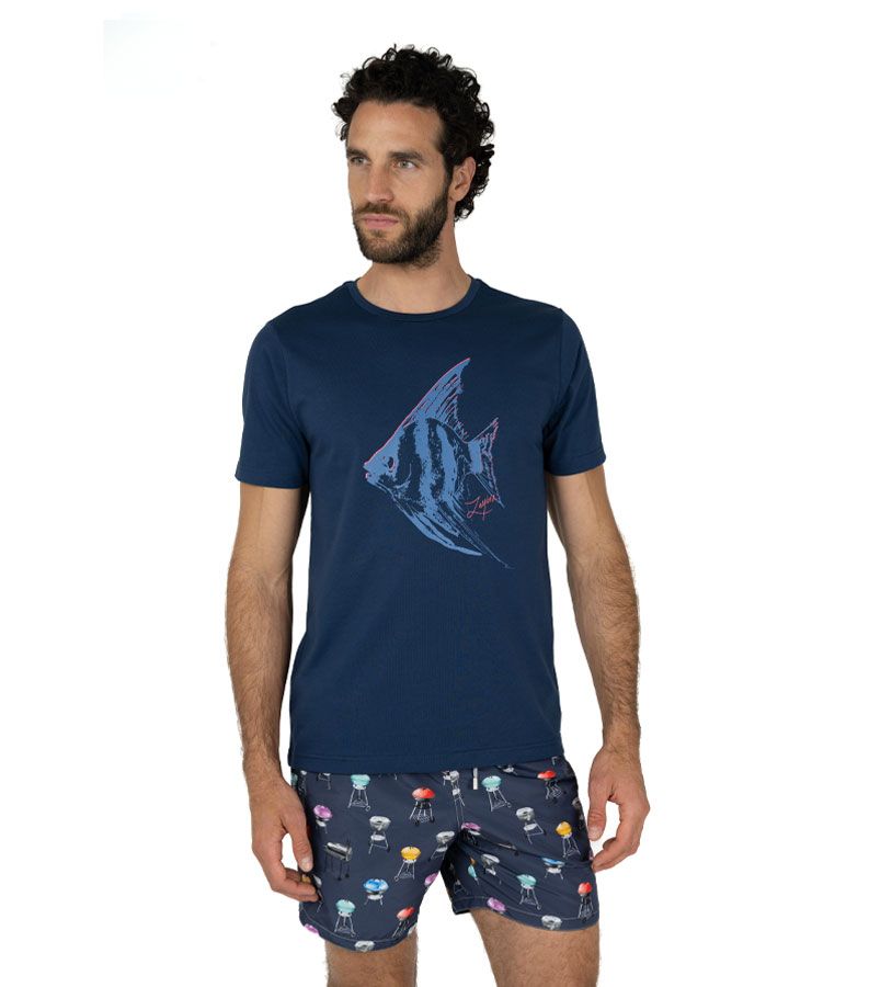 Zeybra T-SHIRT UOMO 100% COTONE SUPIMA BLU ACQUISTA ORA