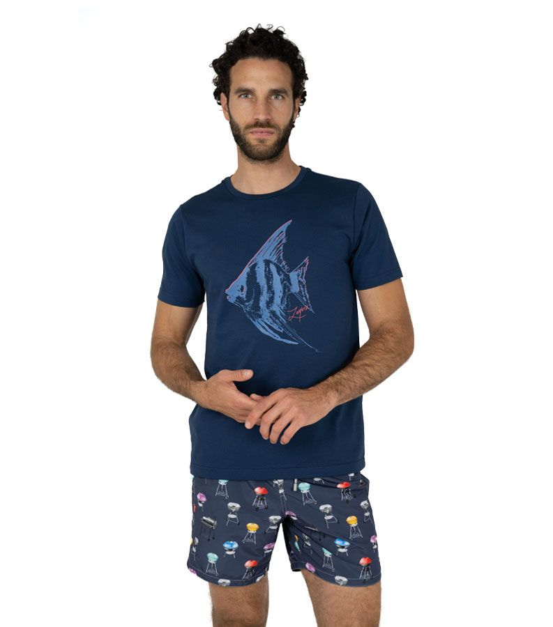 Zeybra T-SHIRT UOMO 100% COTONE SUPIMA BLU ACQUISTA ORA