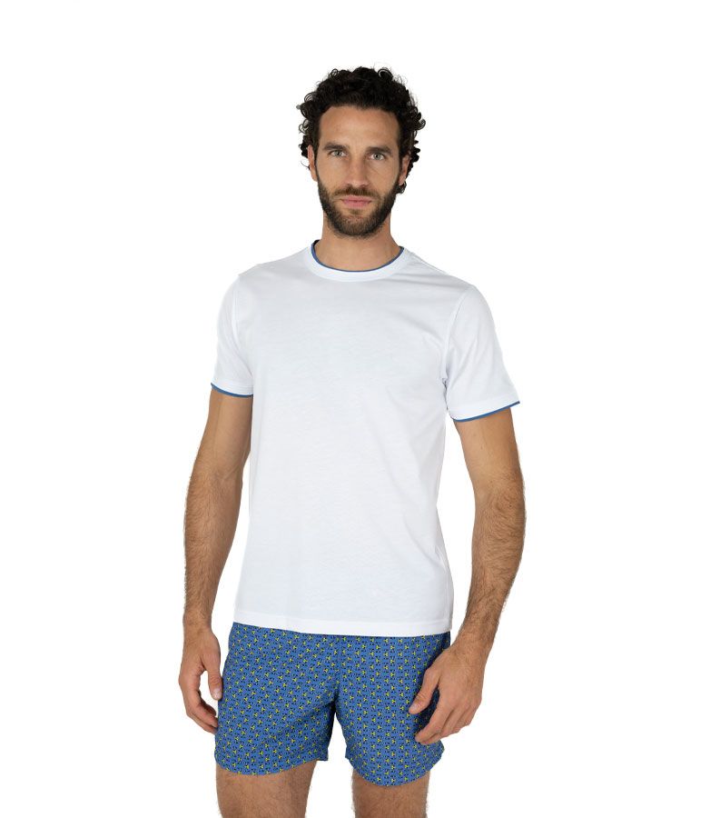 Zeybra T-SHIRT DOPPIO COLLO 100% COTONE BIANCO Sostegno trimestrale