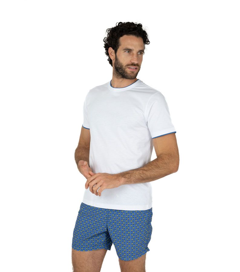 Zeybra T-SHIRT DOPPIO COLLO 100% COTONE BIANCO Sostegno trimestrale