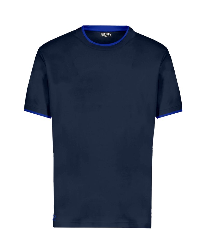 Zeybra T-SHIRT DOPPIO COLLO 100% COTONE NAVY Solo un giorno rimasto